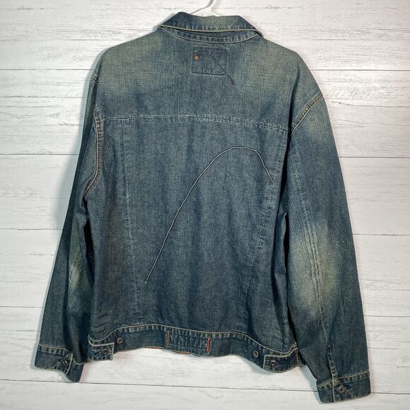 GUESS Denim Trucker Jean Jacket Men’s Sz Large Vintage - Picture 3 of 4